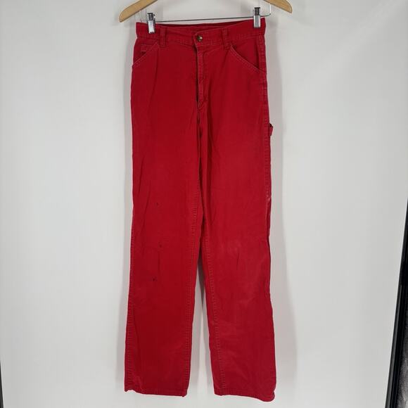 Vintage 1970’s Big Smith Painters Pants Jeans Red 28x30 USA Womens Union Made - Picture 6 of 13